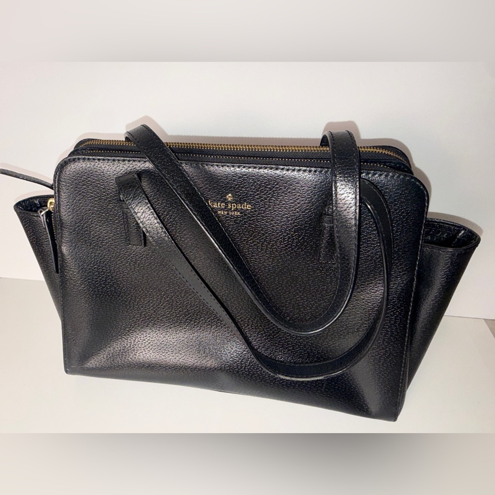 EUC Kate Spade Black Leather Grand Street Lydia Tote‎ EUC Career Old Money Mint
